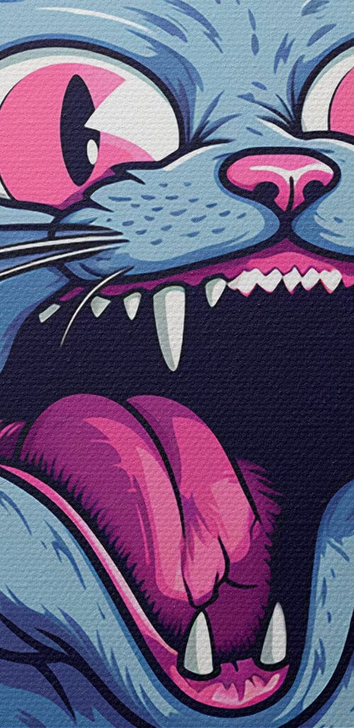 Sticker of a cat with its mouth open