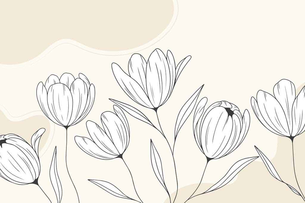 Line drawing of flowers