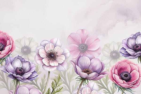 Group of flowers on a white background