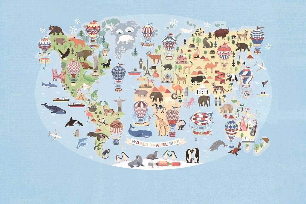 Mapa světa se zvířaty Mapa světa se zvířaty
