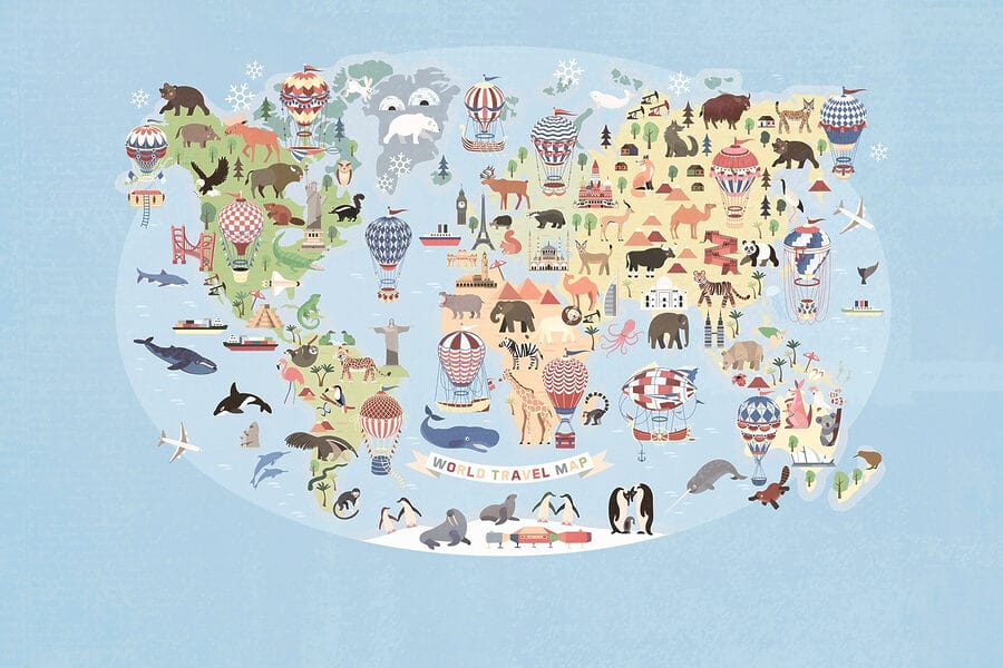 Mapa světa se zvířaty Mapa světa se zvířaty