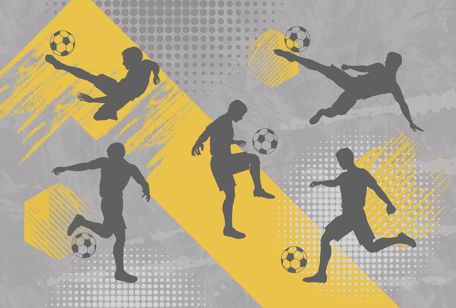 Skupina mužů hrajících fotbal