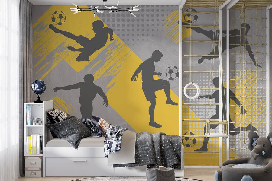 Skupina mužů hrajících fotbal