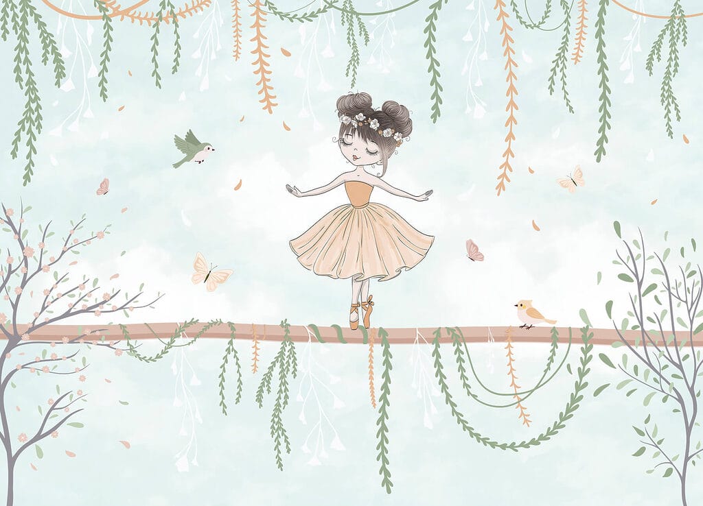 Cartoon of a girl on a branch