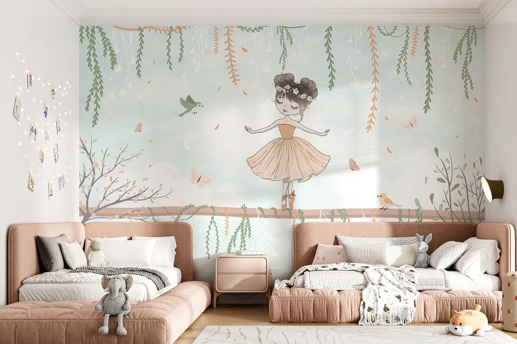 Cartoon of a girl on a branch