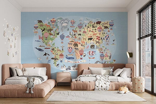 Mapa světa se zvířaty Mapa světa se zvířaty