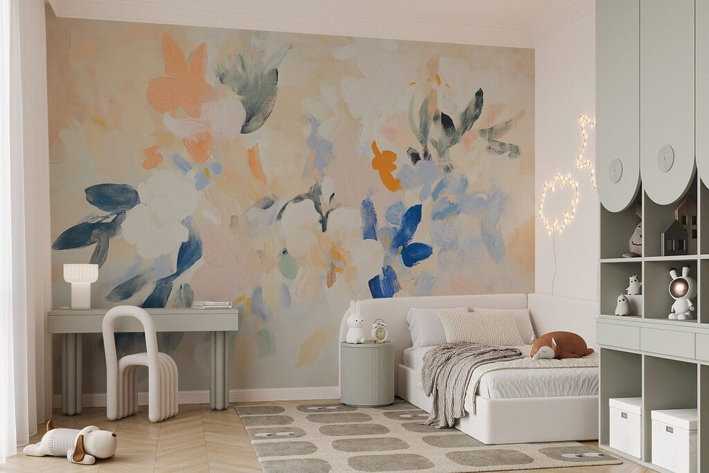 Painting of flowers on a white surface