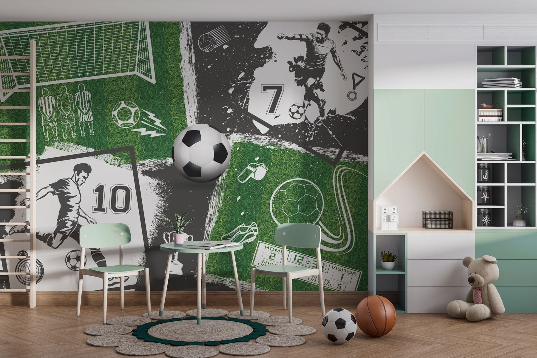 Soccer action on the field