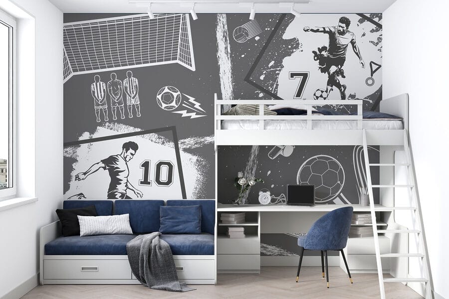 Fototapeta Fotbalová akce v černobílém stylu