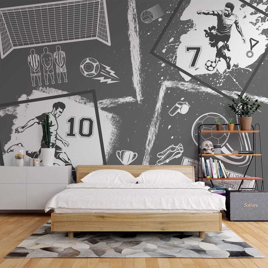 Soccer Action in Monochrome Style