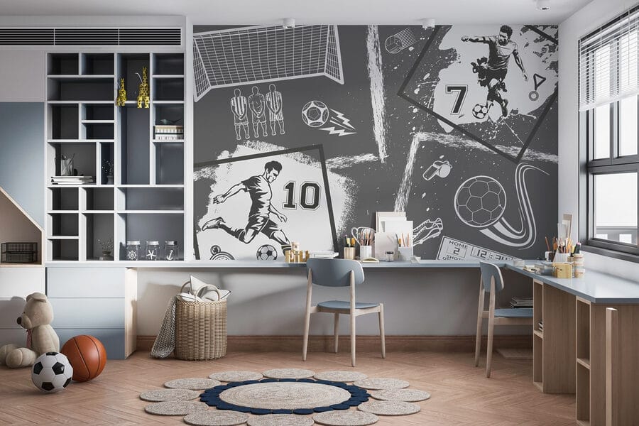 Fototapeta Fotbalová akce v černobílém stylu - Image 3