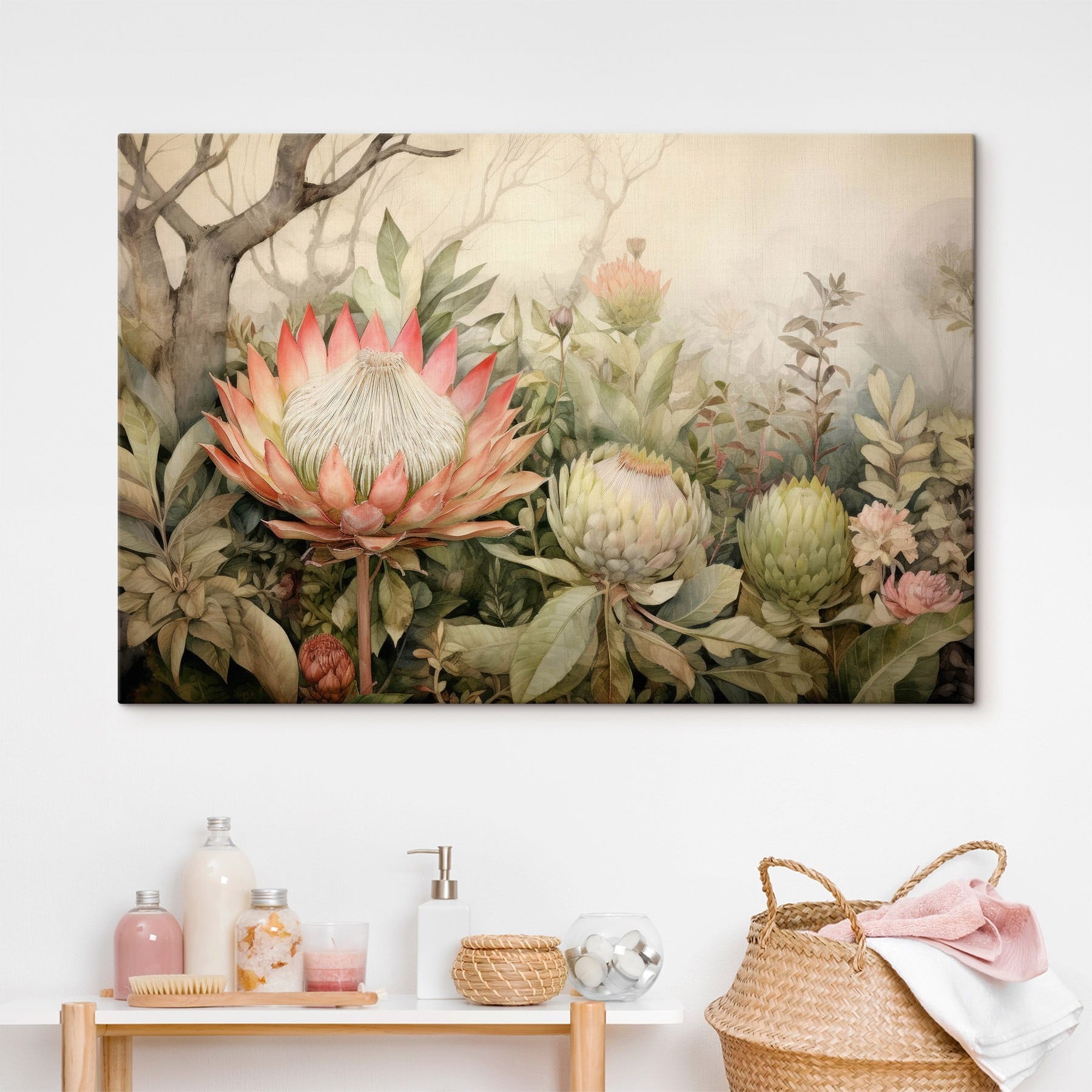 Painting of flowers and leaves