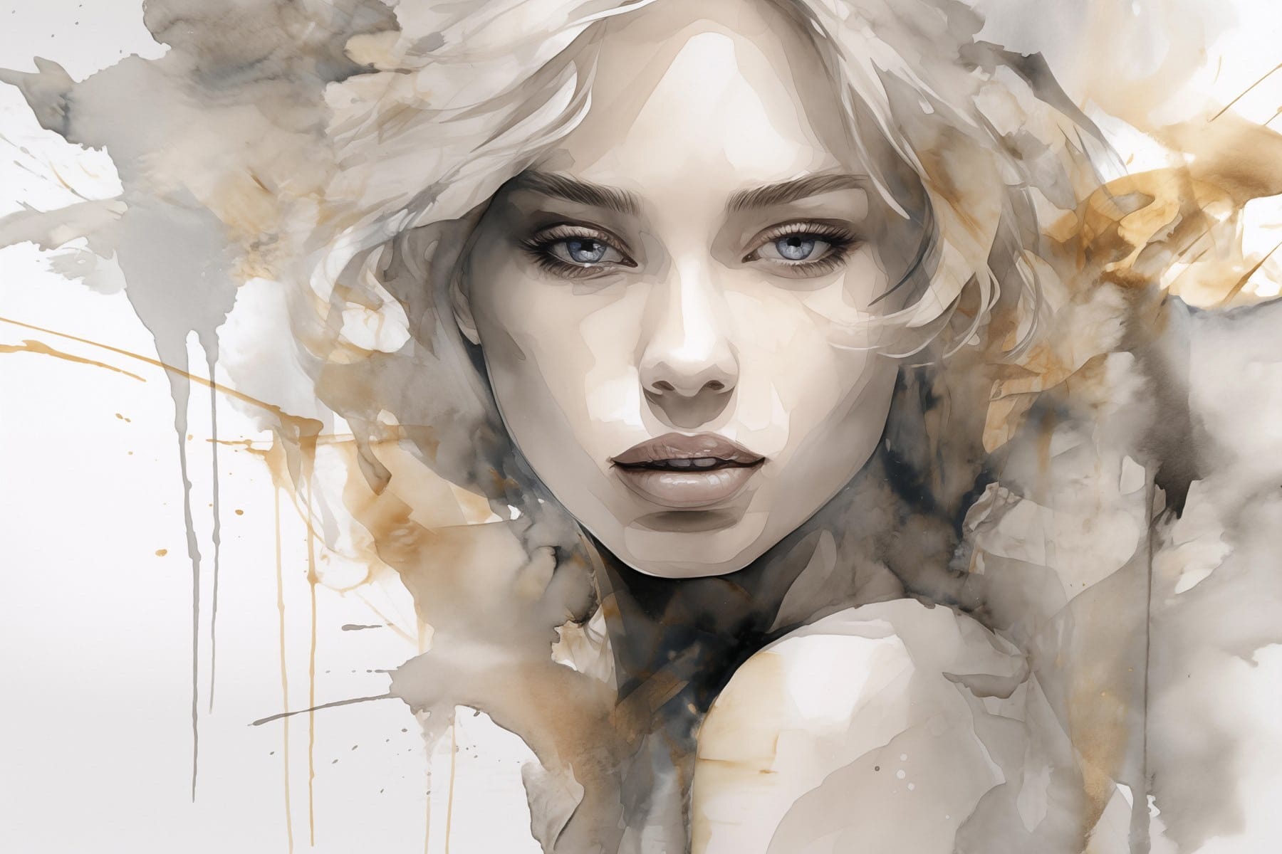 Woman's face with a splash of paint