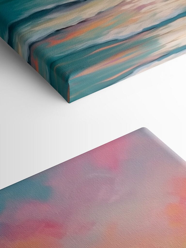 Painting of a sunset over the ocean