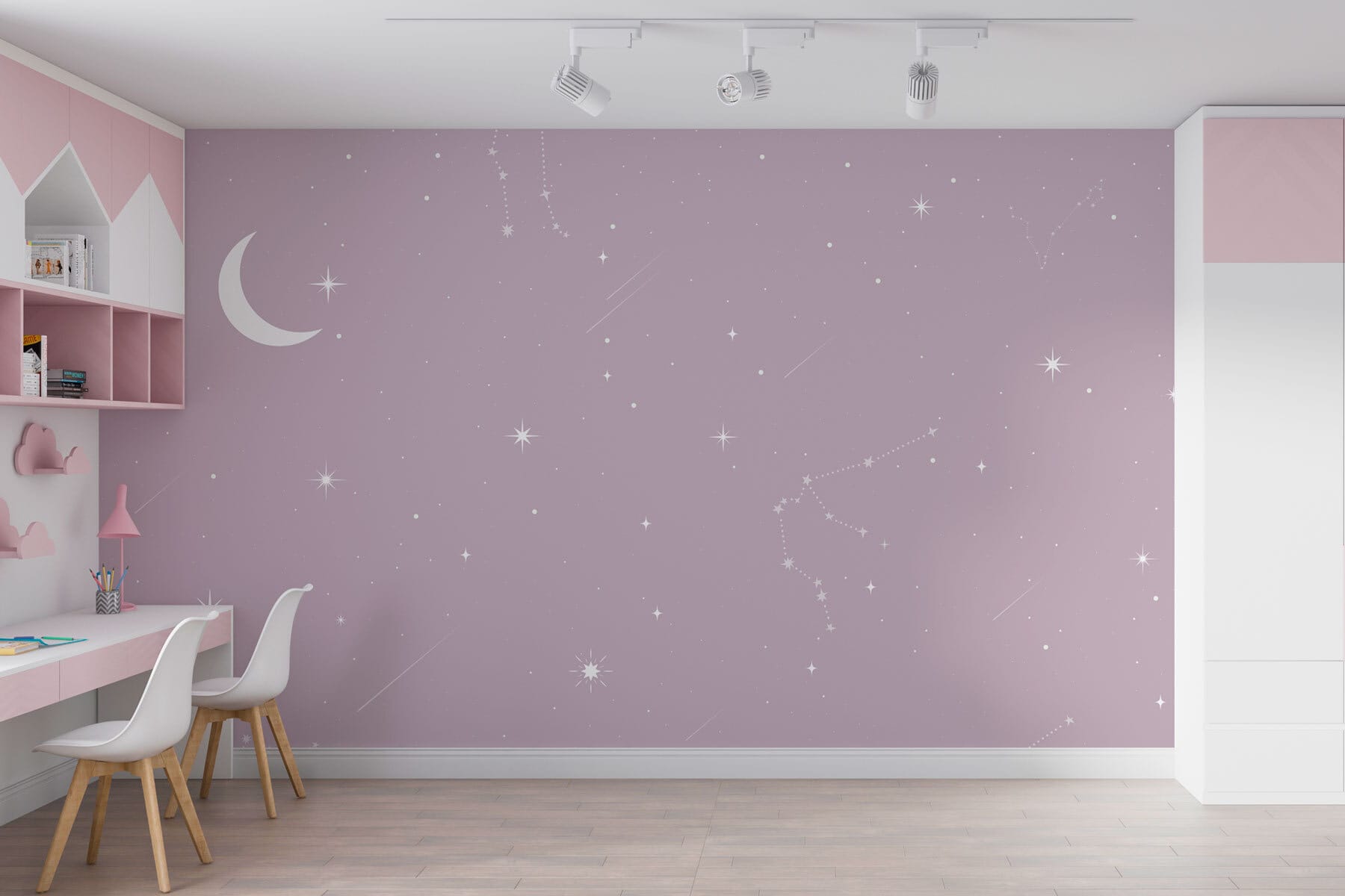 Moon and stars in the sky