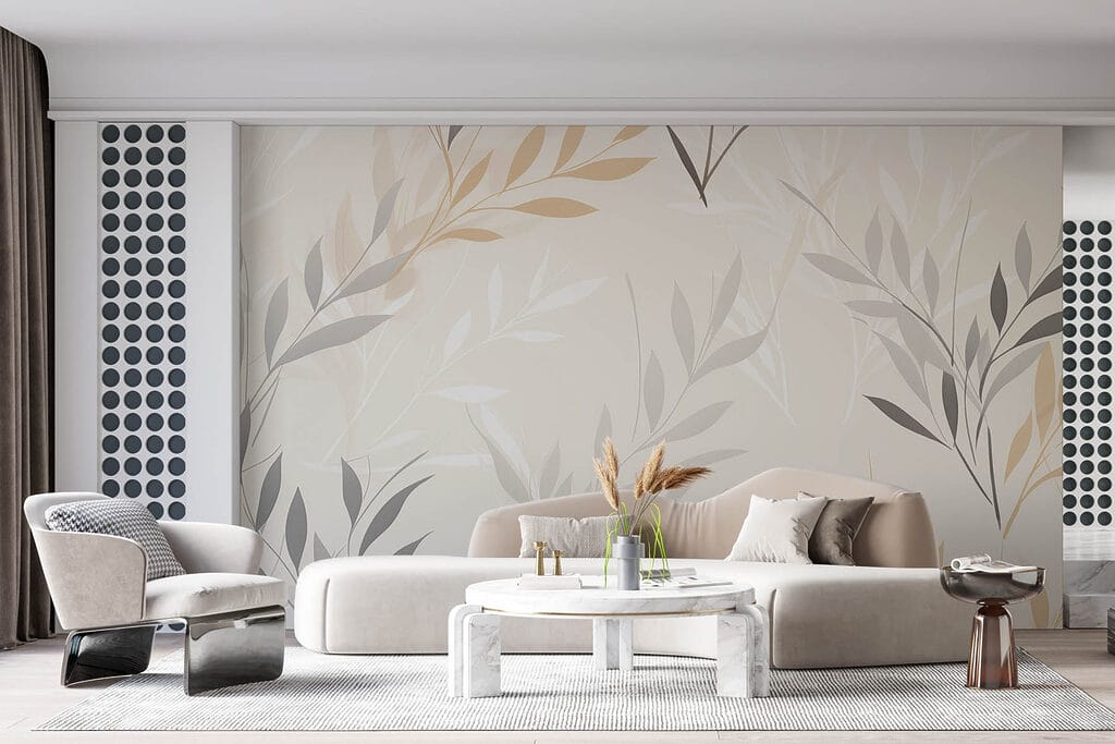 Pattern of leaves on a white background