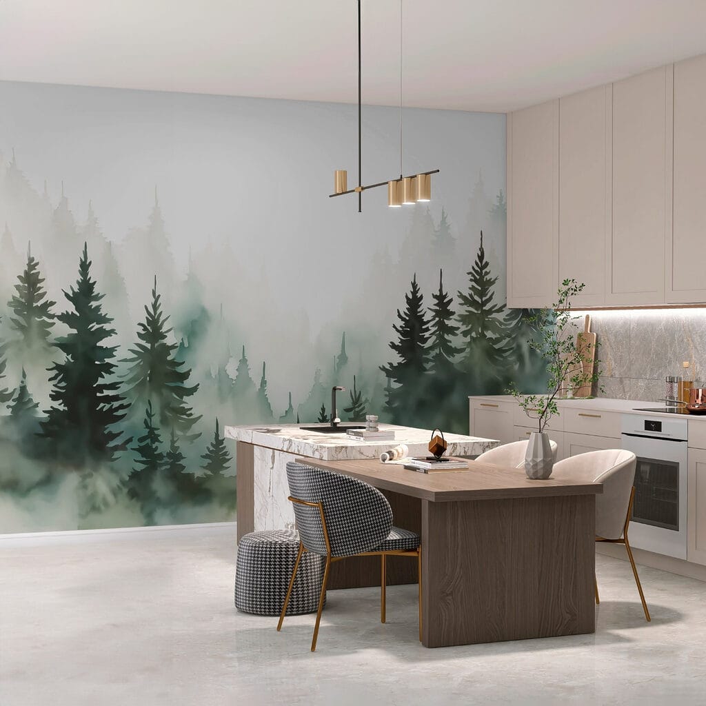 Group of trees in the fog Group of trees in the fog