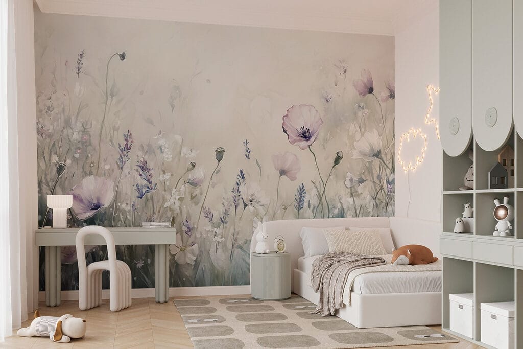 Painting of flowers in a field