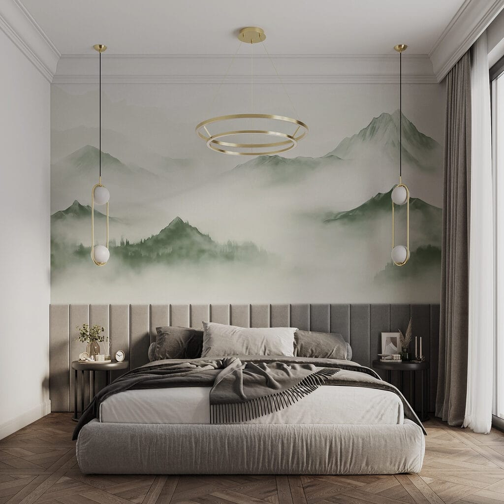 Foggy mountain range