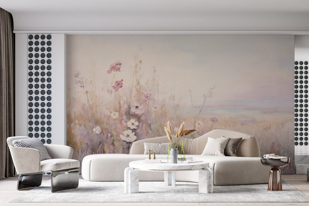 Painting of flowers in a field Painting of flowers in a field