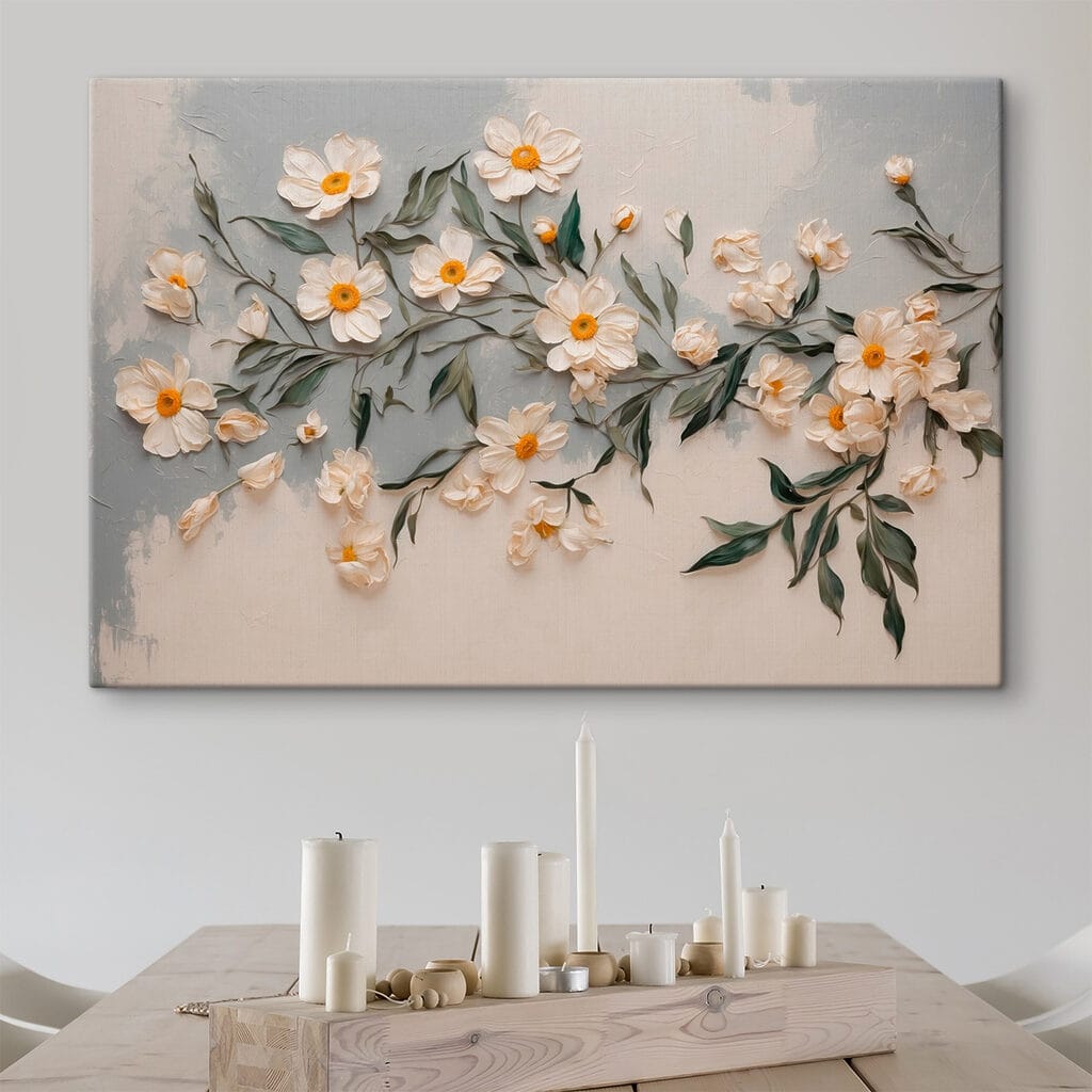 White flowers and green leaves