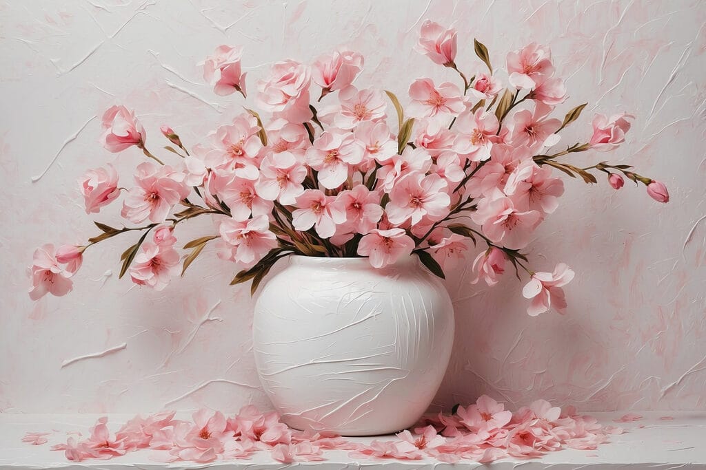 Vase with pink flowers