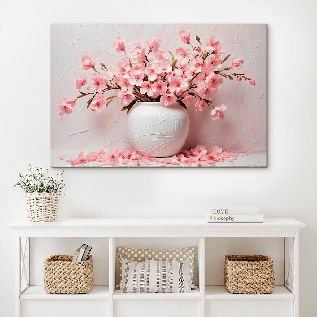 Vase with pink flowers