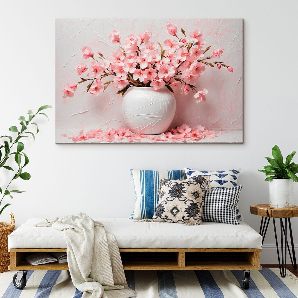 Vase with pink flowers