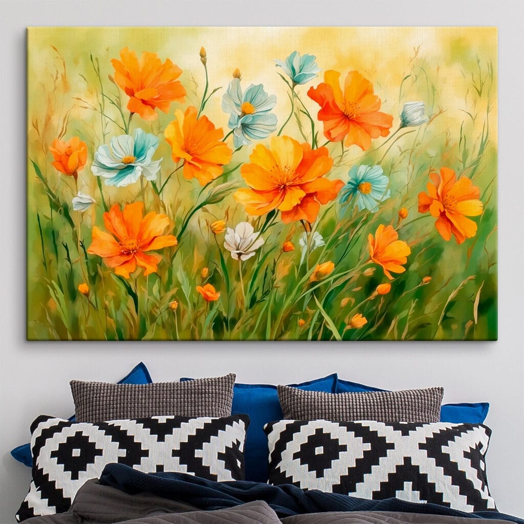 Painting of orange and white flowers