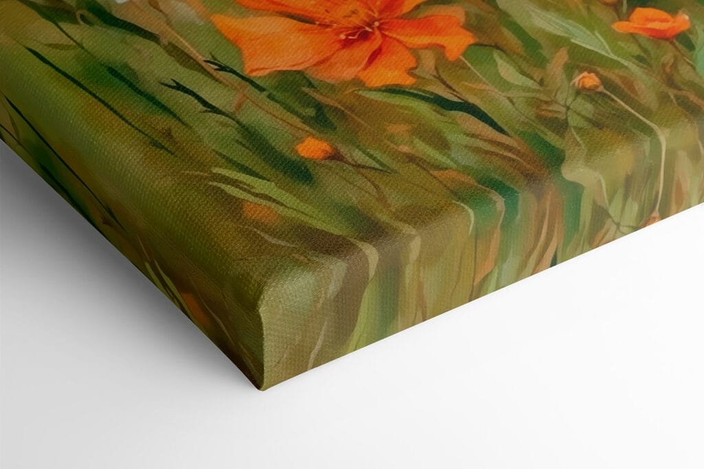 Painting of orange and white flowers