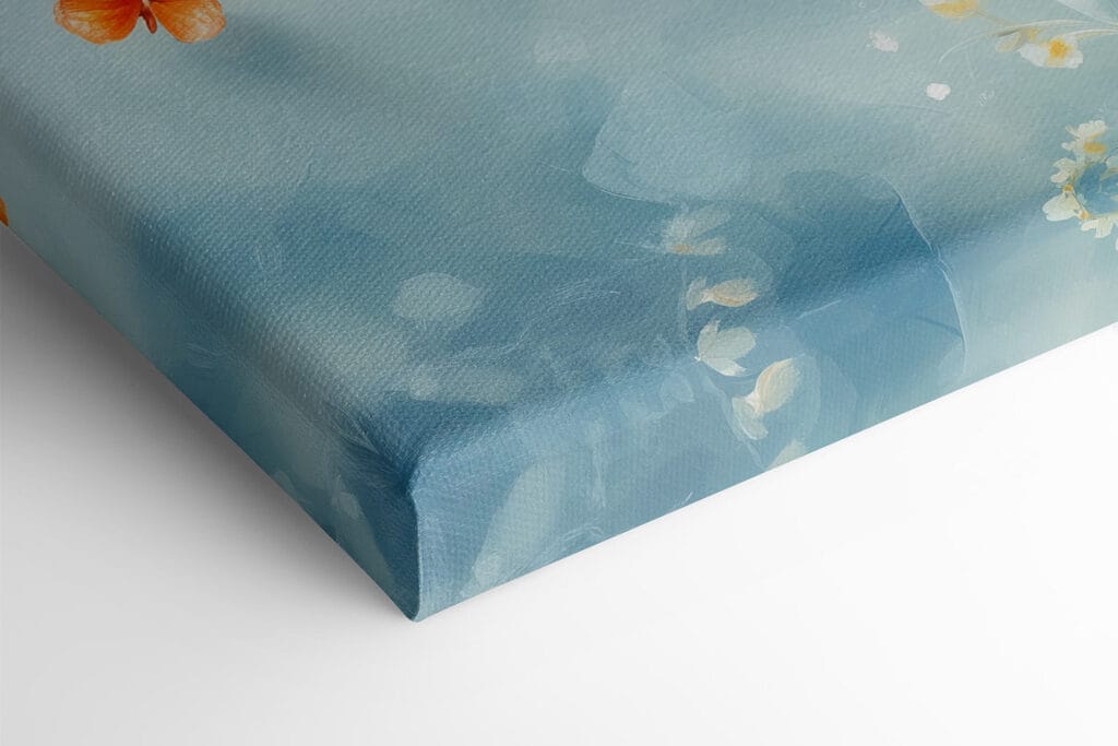 Butterflies and flowers on a blue background