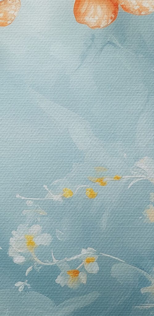 Butterflies and flowers on a blue background