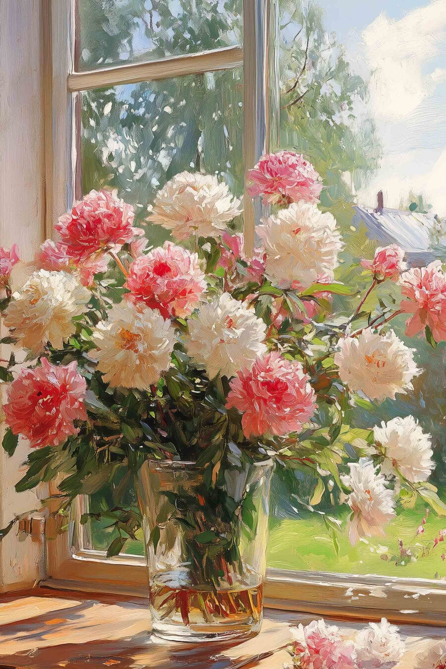 Vase of flowers in front of a window Vase of flowers in front of a window