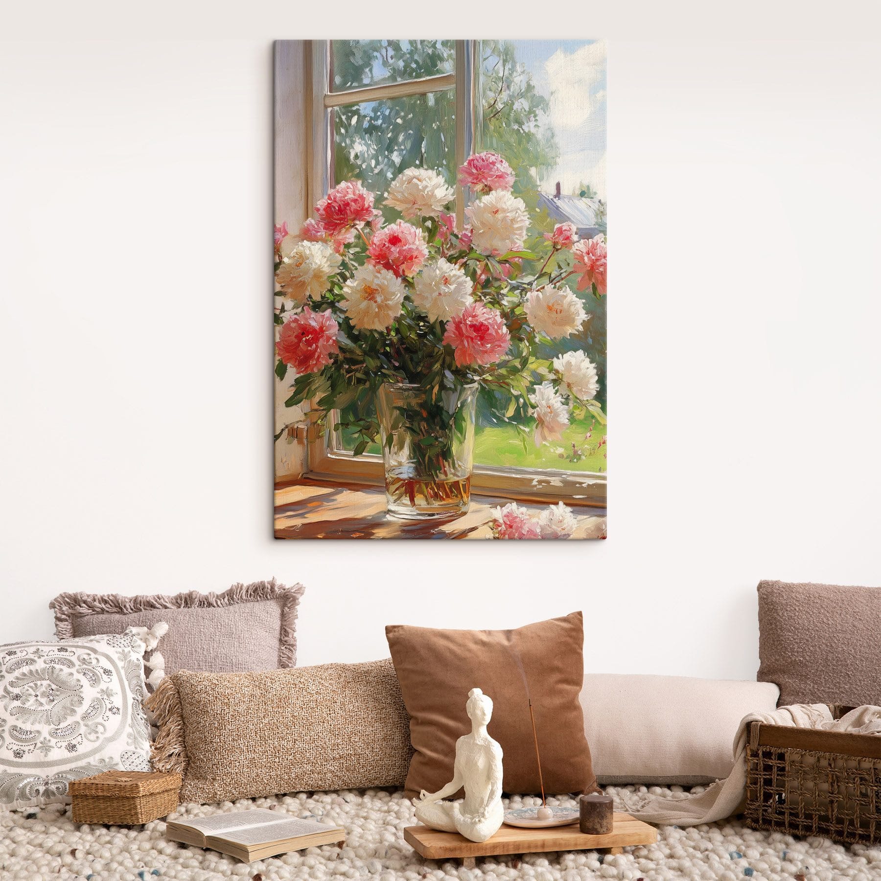 Vase of flowers in front of a window Vase of flowers in front of a window