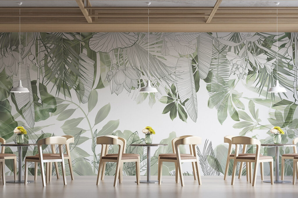 Žirafy a papoušek v lese