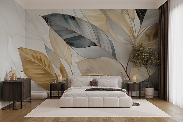 Wall murals Elegant leaves on a soft background Wall murals Elegant leaves on a soft background