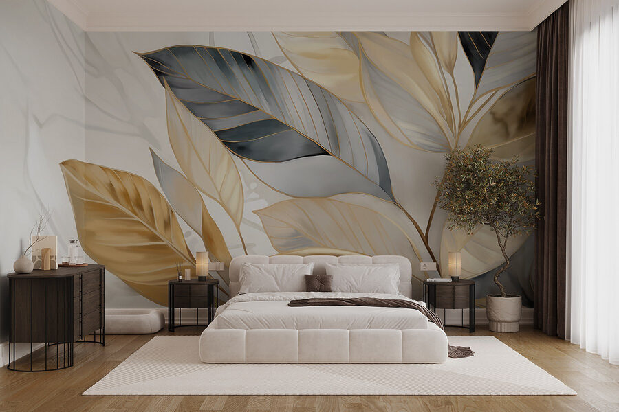 Wall murals Elegant leaves on a soft background Wall murals Elegant leaves on a soft background