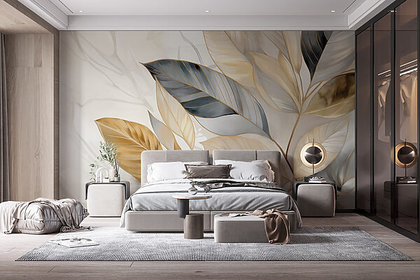 Wall murals Elegant leaves on a soft background Wall murals Elegant leaves on a soft background