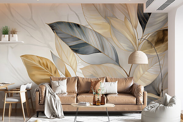 Wall murals Elegant leaves on a soft background Wall murals Elegant leaves on a soft background