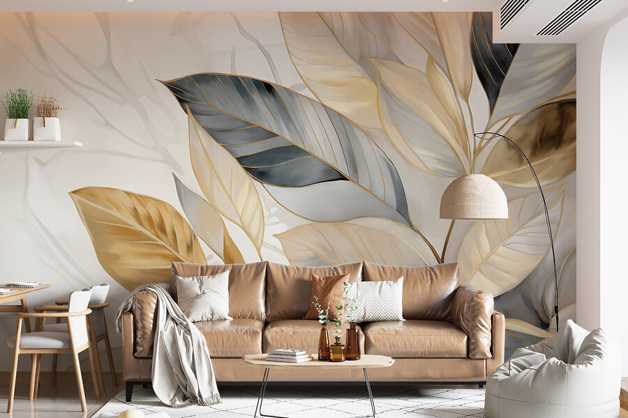 Wall murals Elegant leaves on a soft background Wall murals Elegant leaves on a soft background