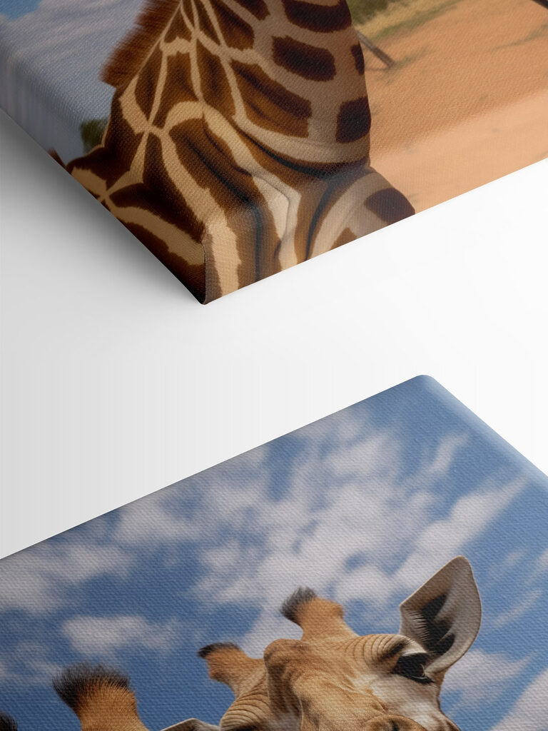 Two giraffes standing in a field