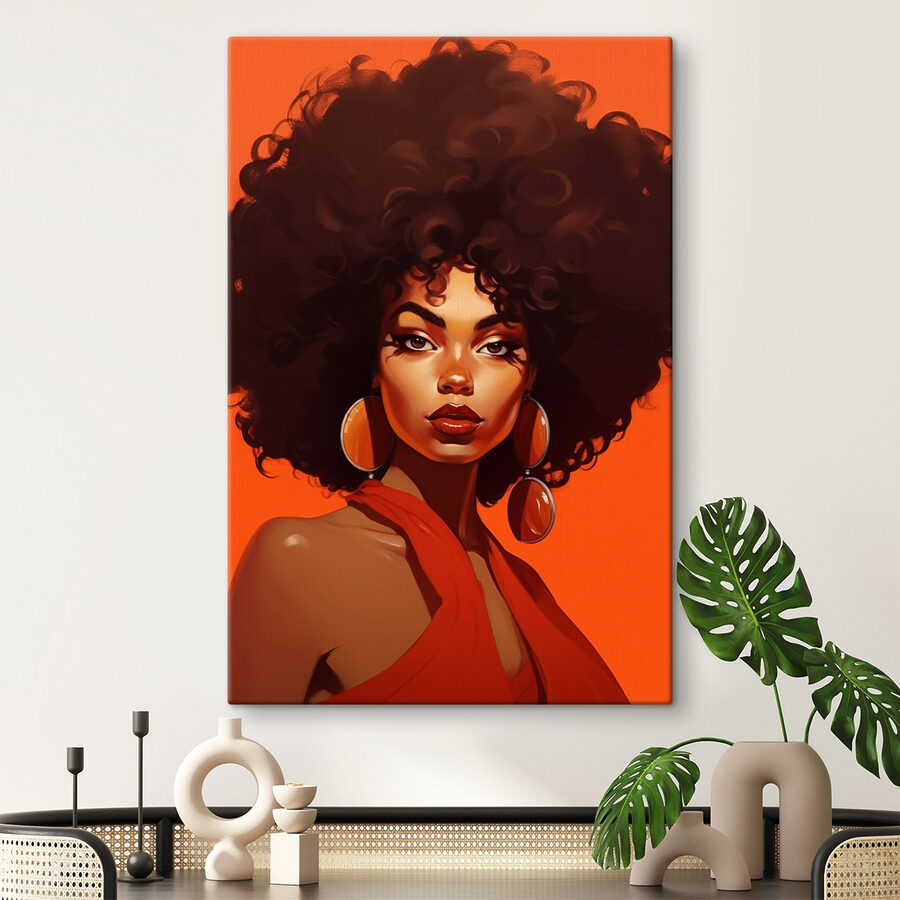 Žena s velkými afro vlasy a náušnicemi Žena s velkými afro vlasy a náušnicemi