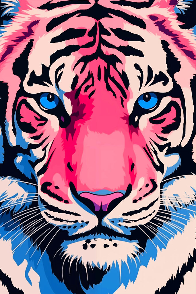 Bold tiger with striking blue eyes
