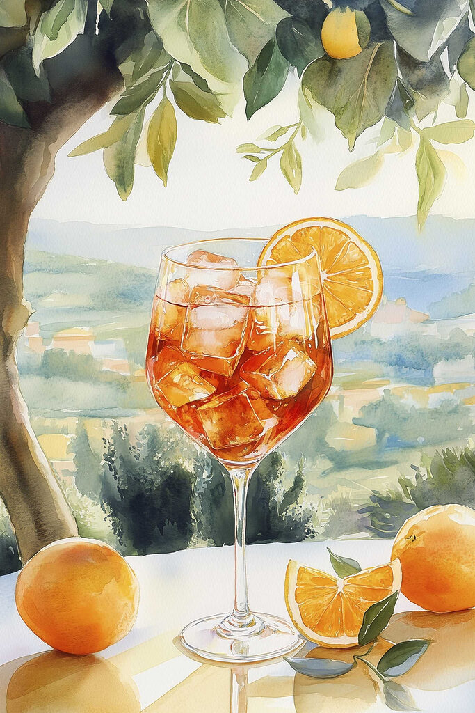 Glass of ice and oranges