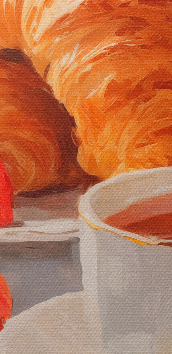 Croissant a jahody na talíři Croissant a jahody na talíři