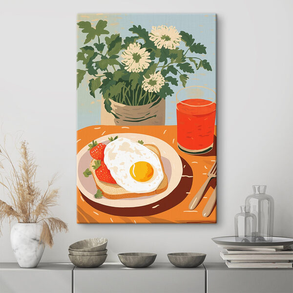 Plate of food with a sunny side up egg and strawberries Plate of food with a sunny side up egg and strawberries