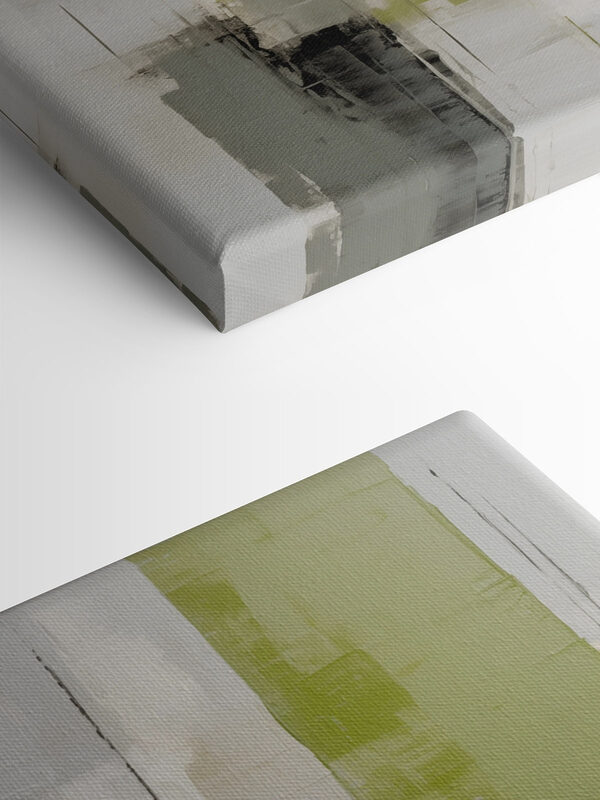 Painting of a grey and yellow art