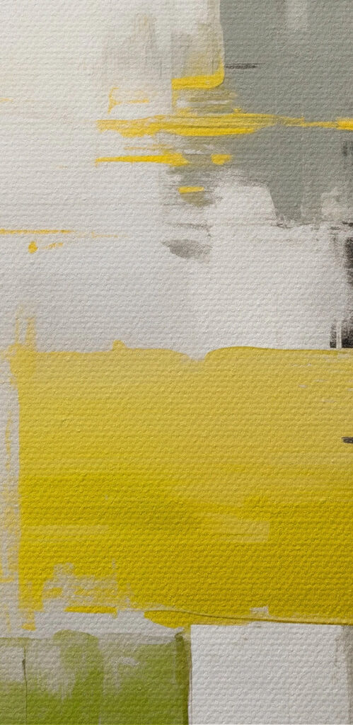 Painting of a grey and yellow art