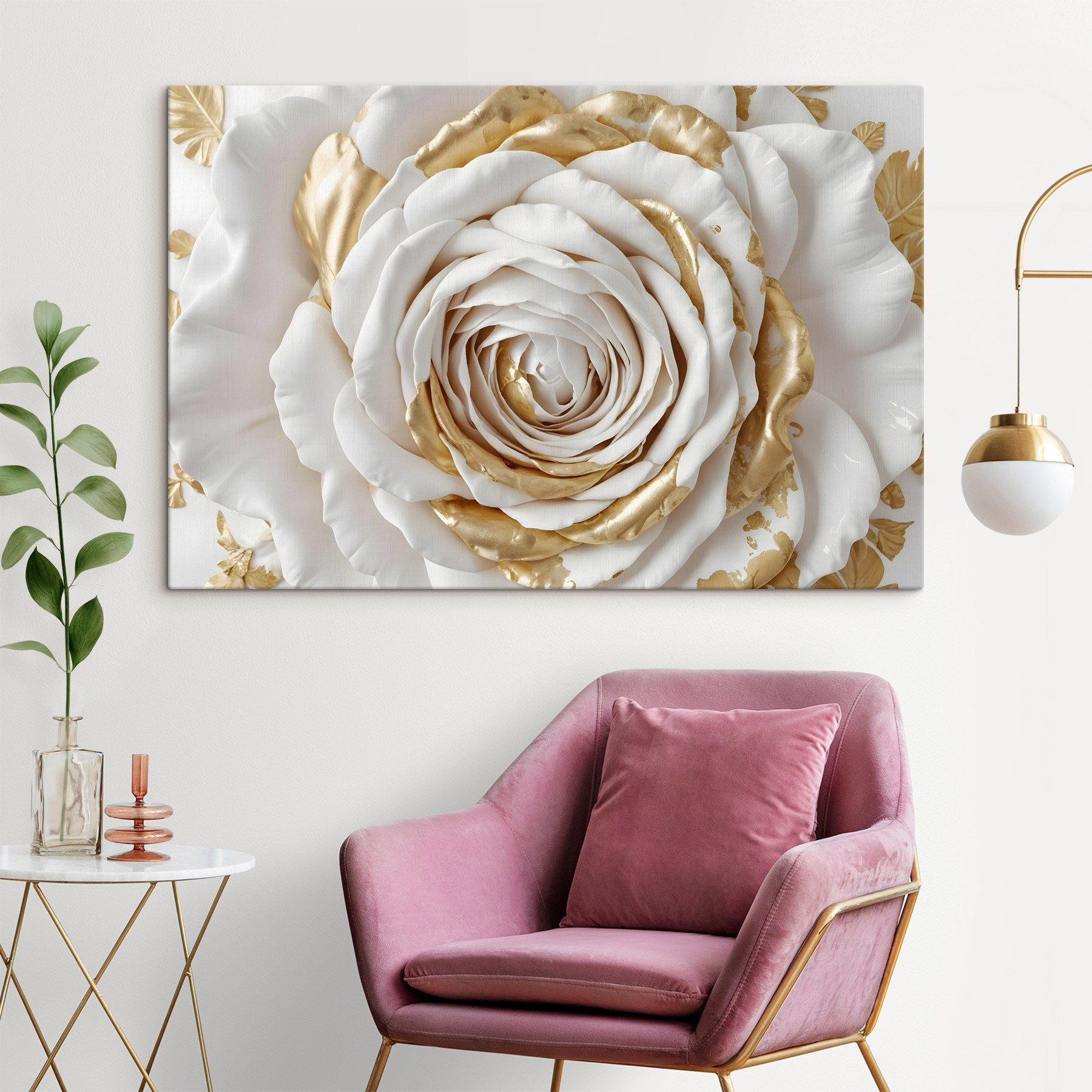Exquisite floral artistry in white and gold