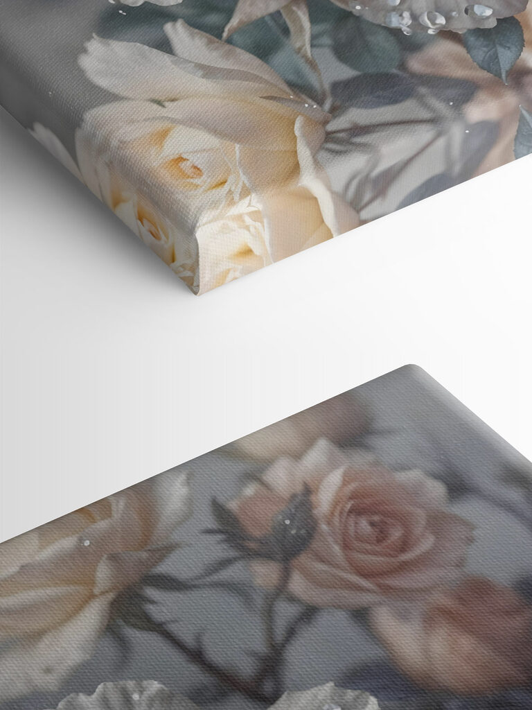 Group of white roses with water drops